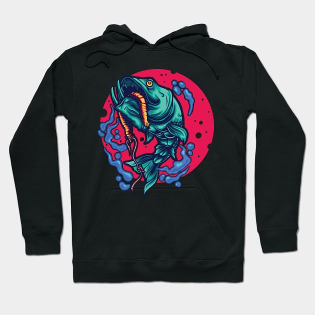 fishing fish illustration Hoodie by Invectus Studio Store